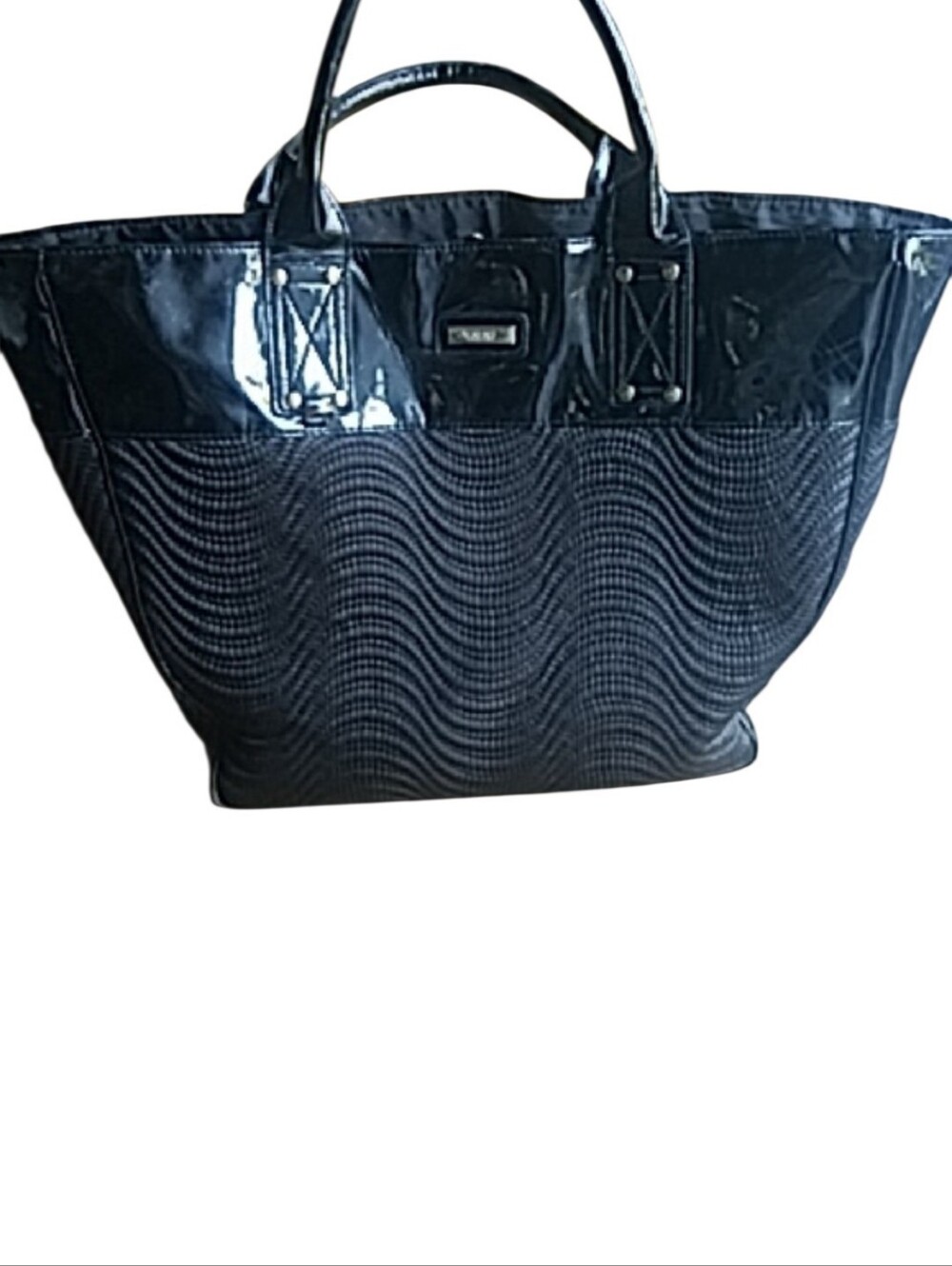 Large Versace Tote Quilted & Faux Patent Leather Shopping Travel Bag